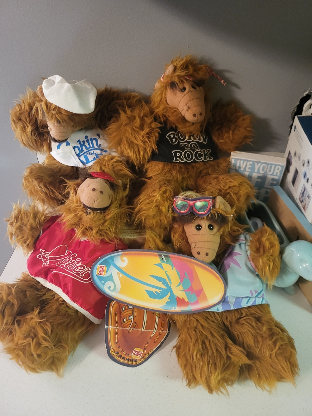 Lot of 4 Vintage Alf Hand Puppet: Born to Rock, Hawaiian, Orbiter Burger King